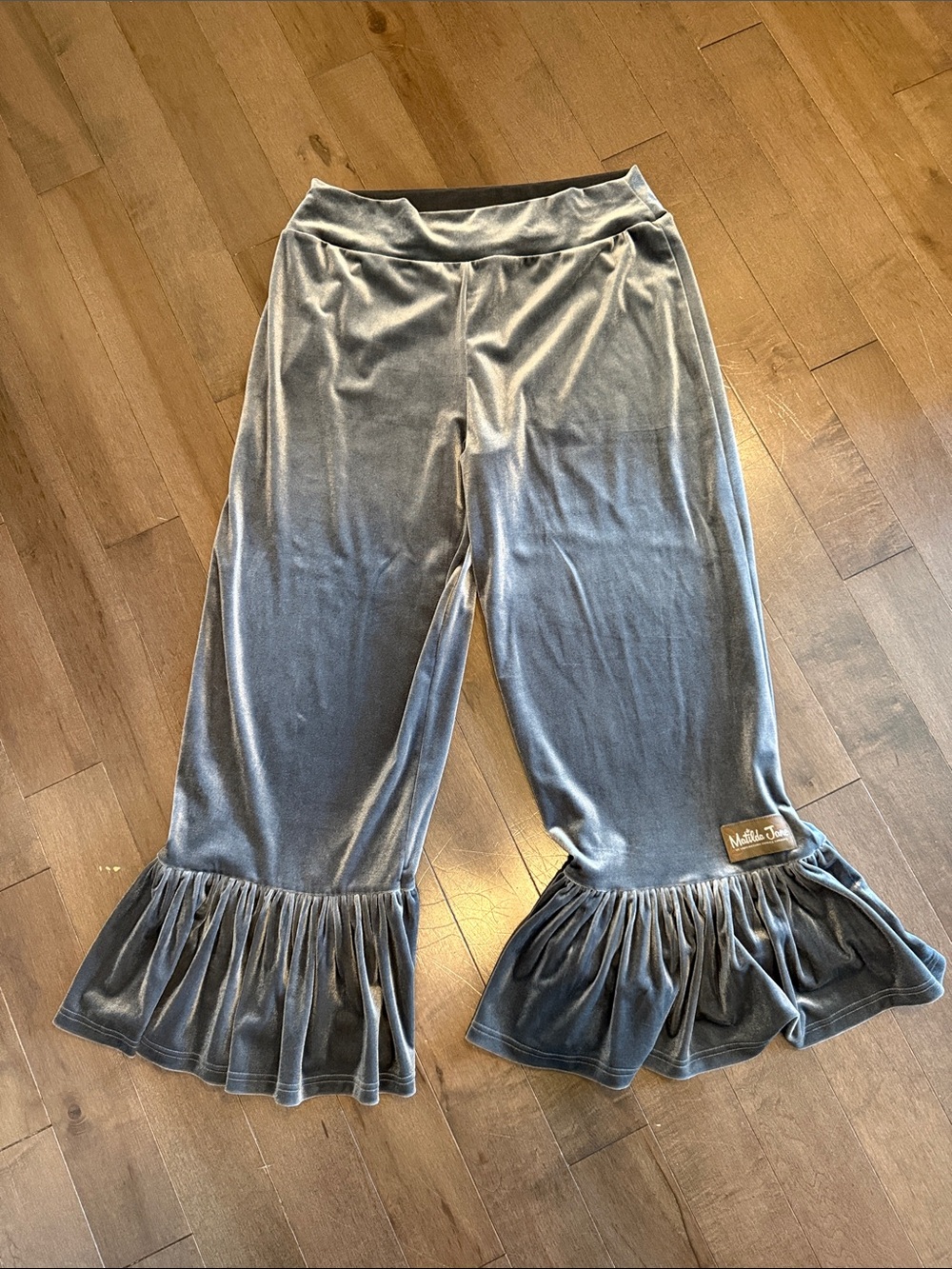 Matilda Jane Gray Velvet Ruffle Hem Pants